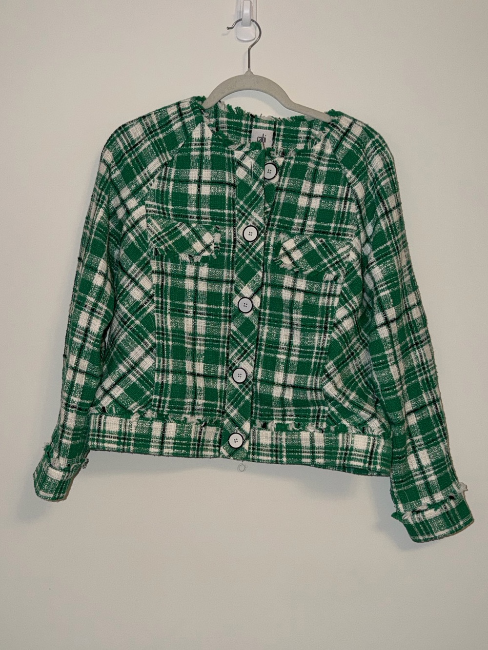 Nwot Cabi kelly green tweed Library Jacket small shabby chic academia preppy - Picture 2 of 8